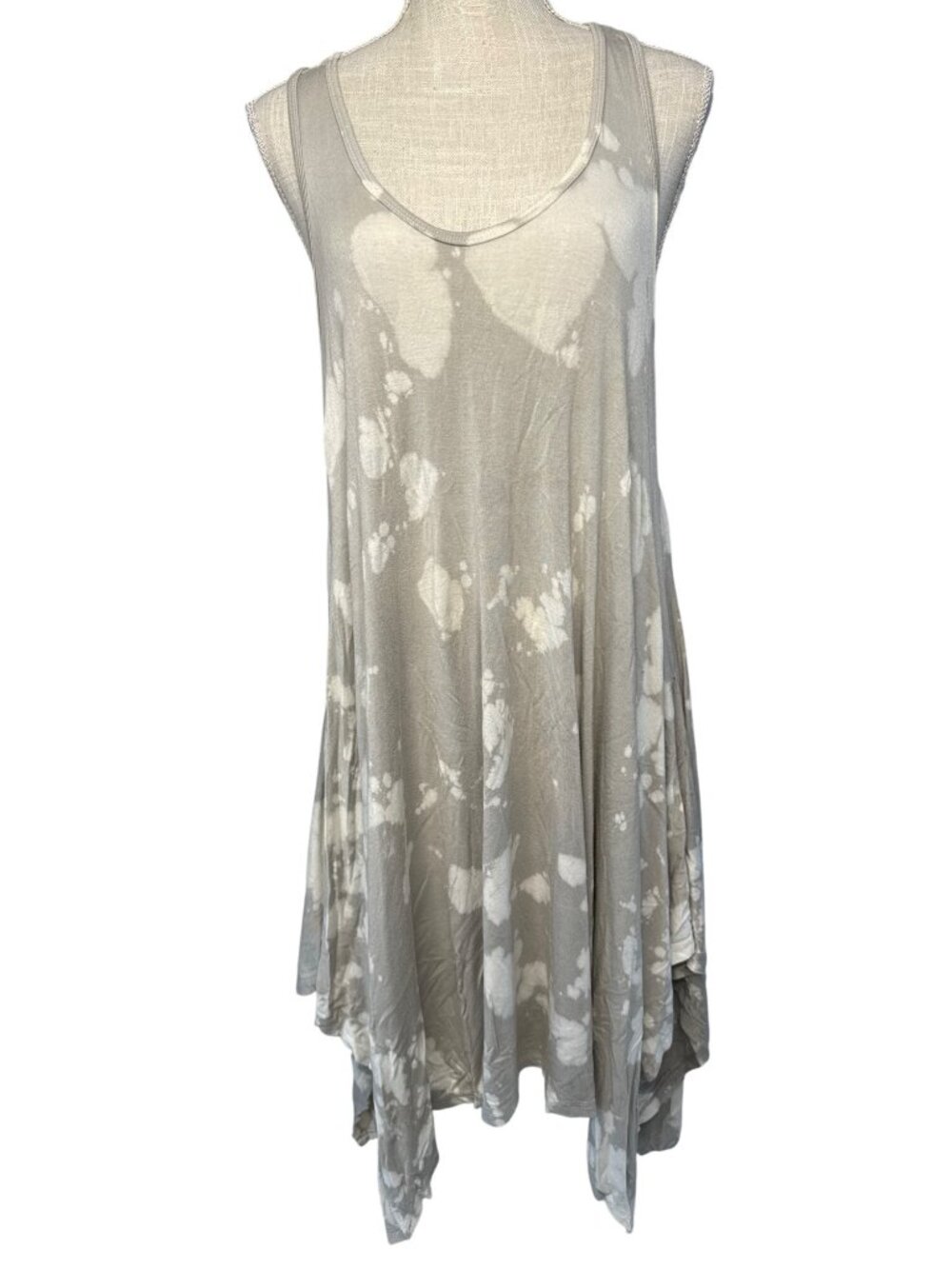 Blue Caribbean Beachwear Tie-Dye Sleeveless Flowing Dress W/ Back Zipper M